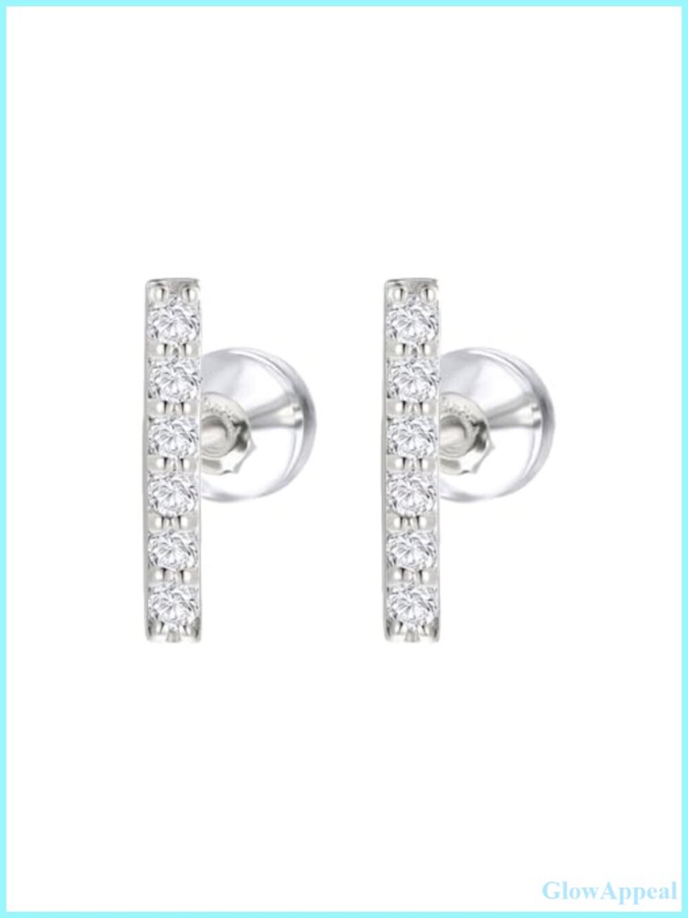 10k Gold Lab Grown Diamond Bar Stud Earrings for Women